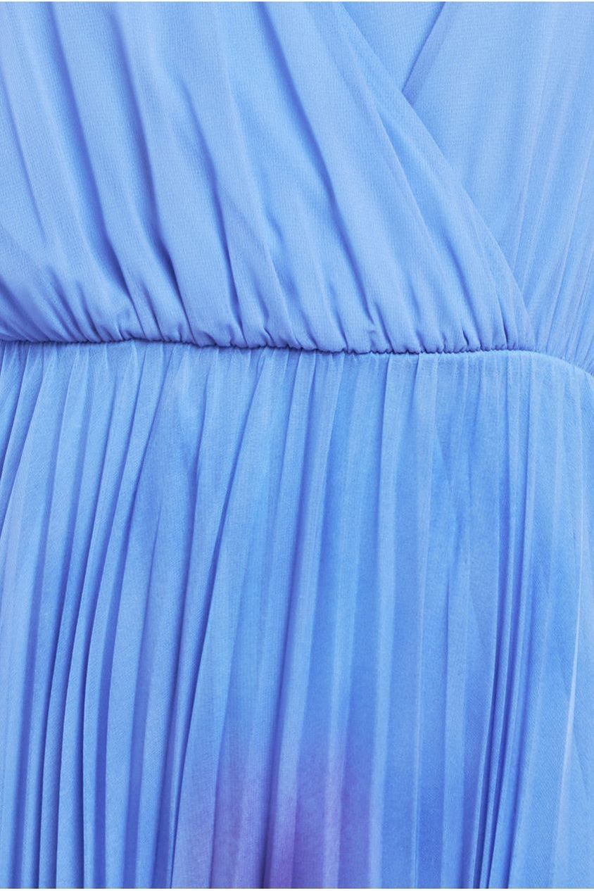 Wavy Ombre A-Line Chiffon Maxi Dress - Blue by Goddiva