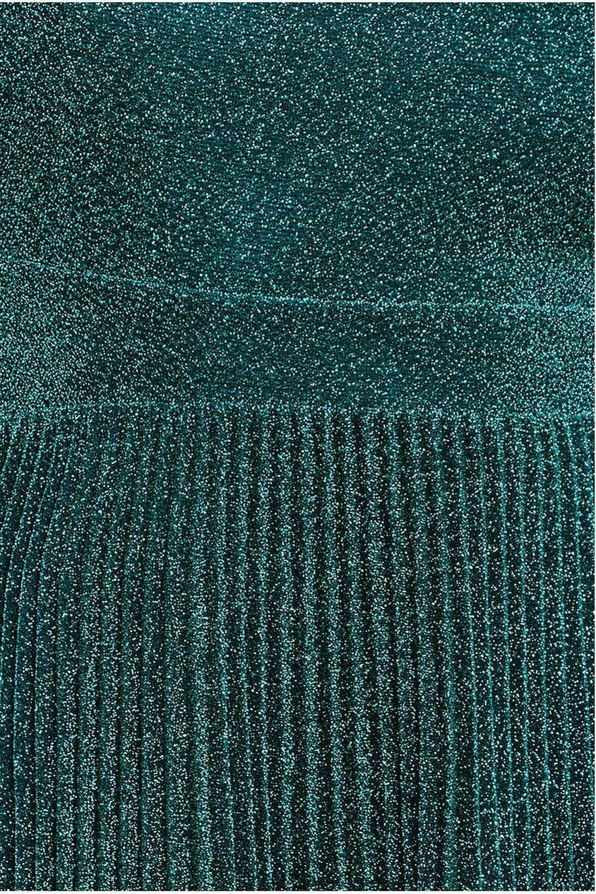 Tie Back Pleated Lurex Skater Midi Dress - Emerald by Goddiva