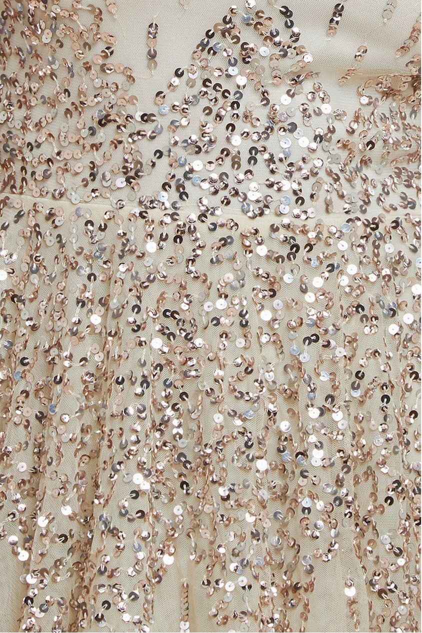 Sunray Hand Embellished Sequin A-Line Sleeveless Maxi Dress - Ivory by Goddiva