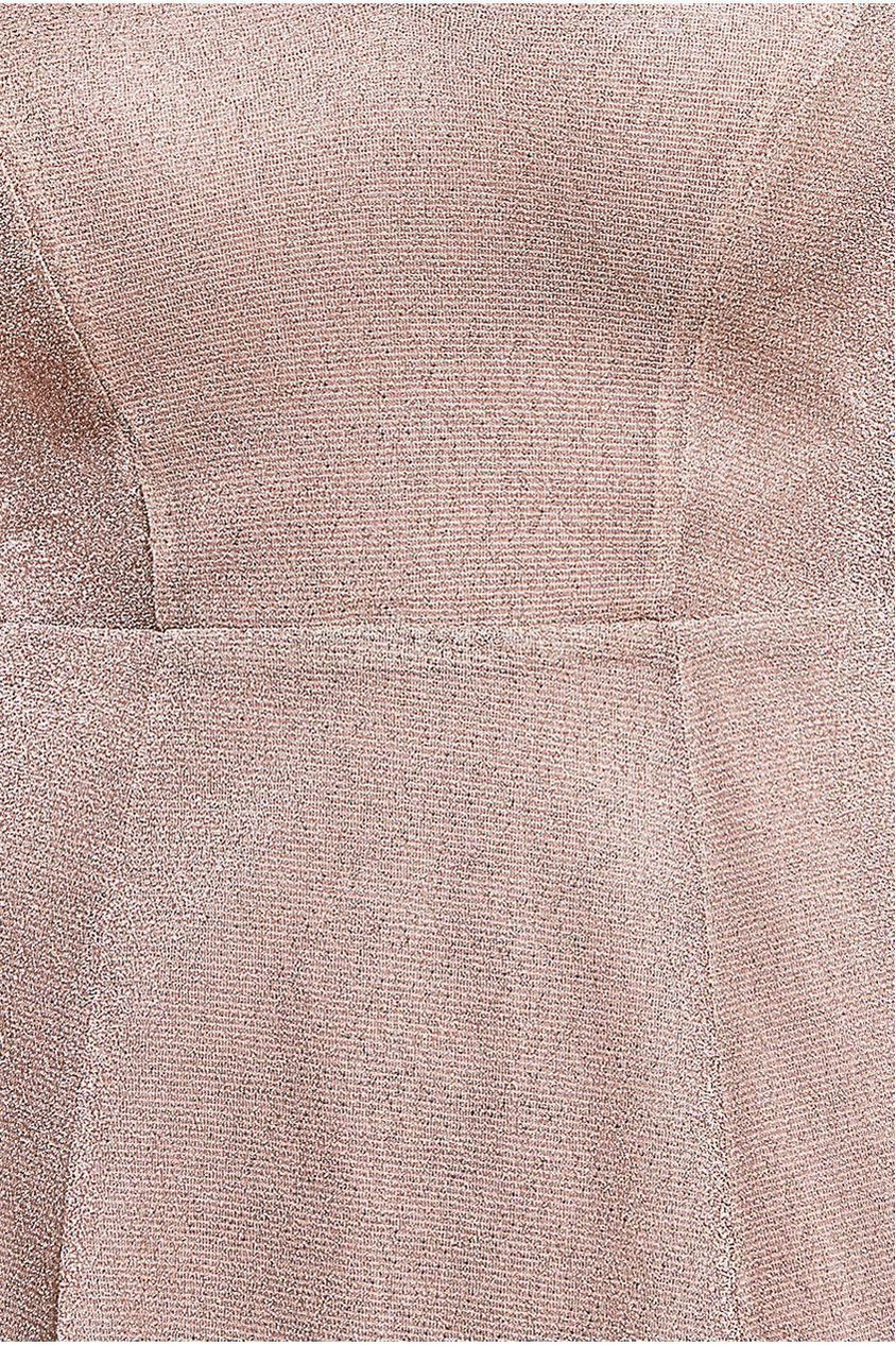 Off The Shoulder Lurex High Low Dress - Nude by Goddiva