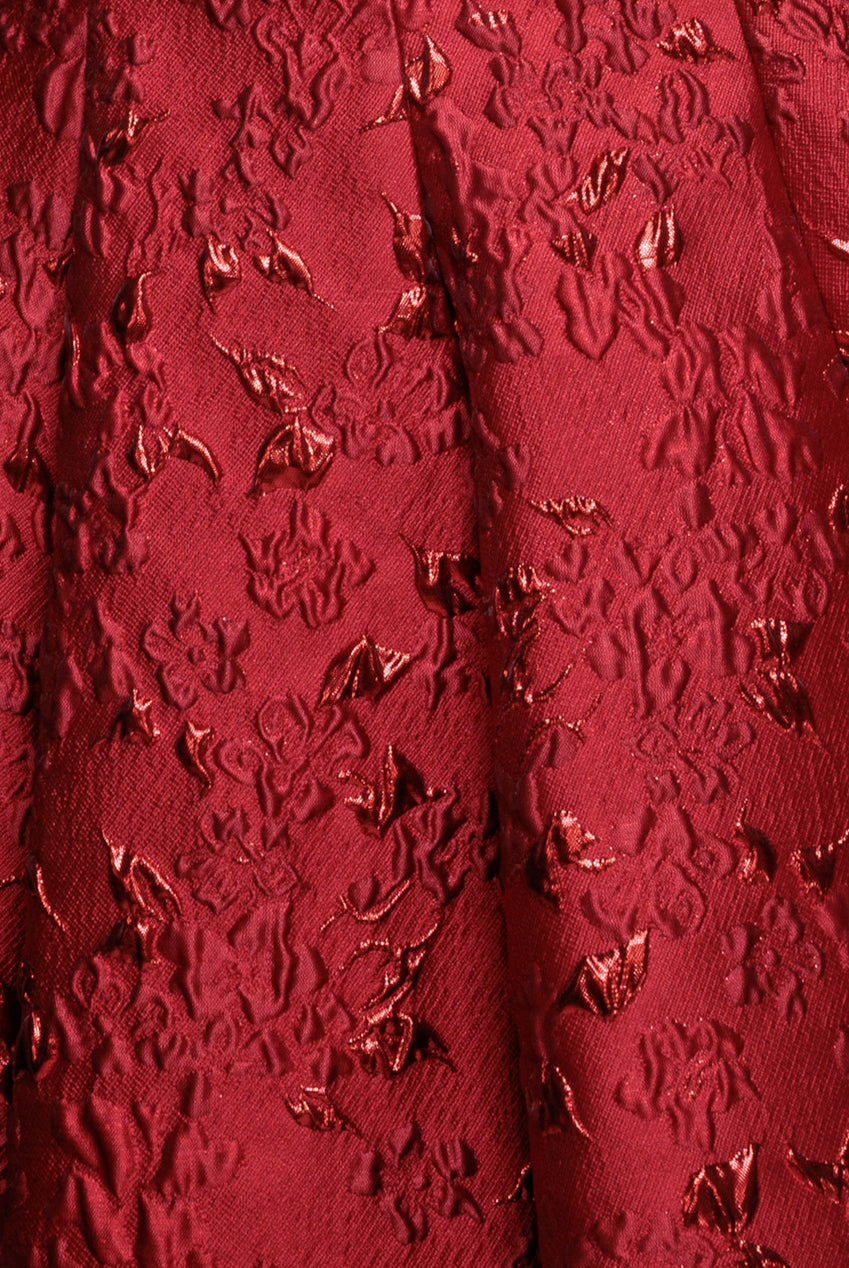 Jacquard Sleeveless A-line Midi Dress - Red by Goddiva