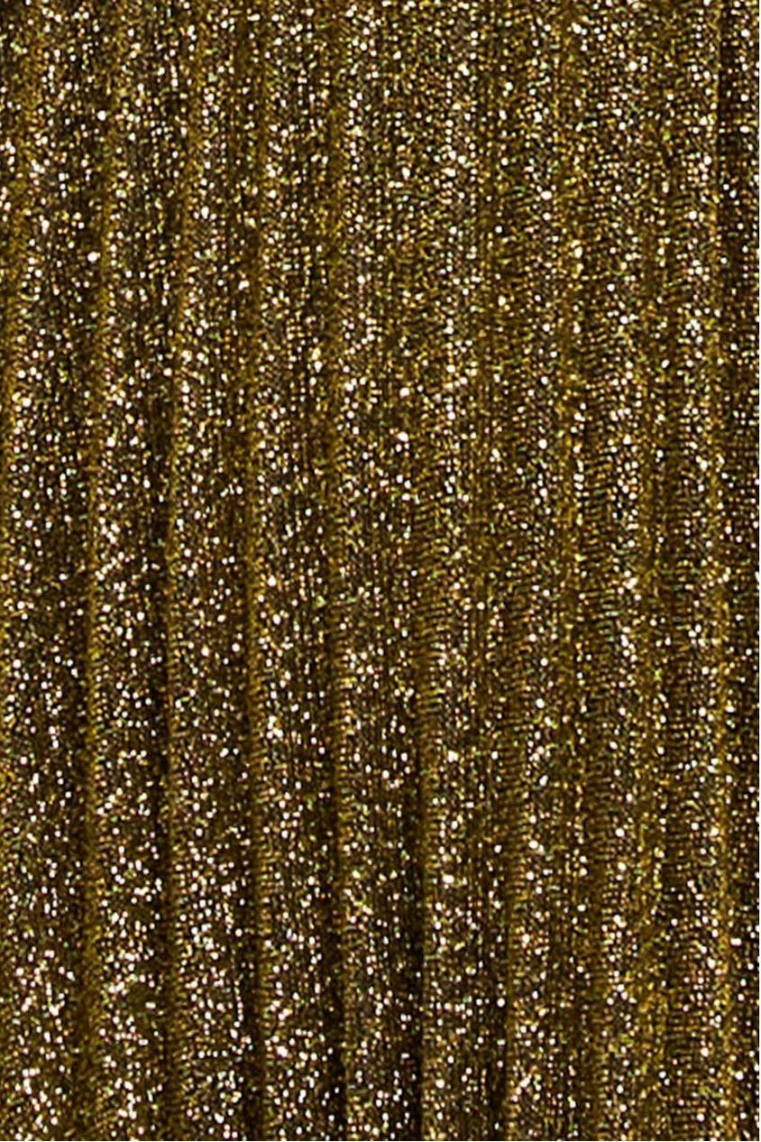 Sleeveless Pleated A Line Lurex Maxi Dress - Gold by Goddiva