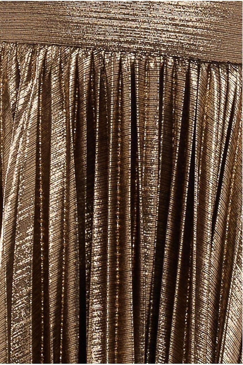 Sunrise Foil Halterneck A-Line Maxi Dress - Bronze by Goddiva