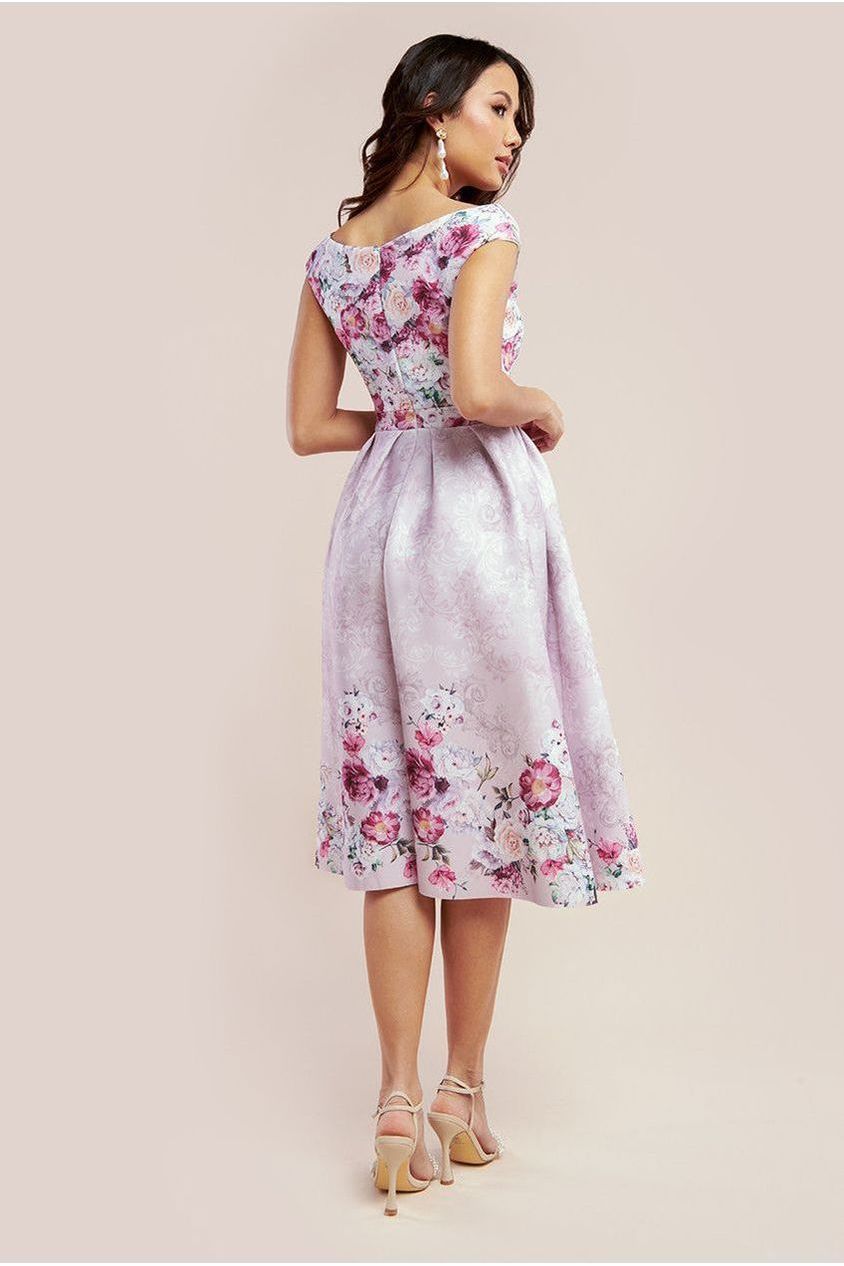 Sweetheart Floral Midi Dress - Blush by Goddiva