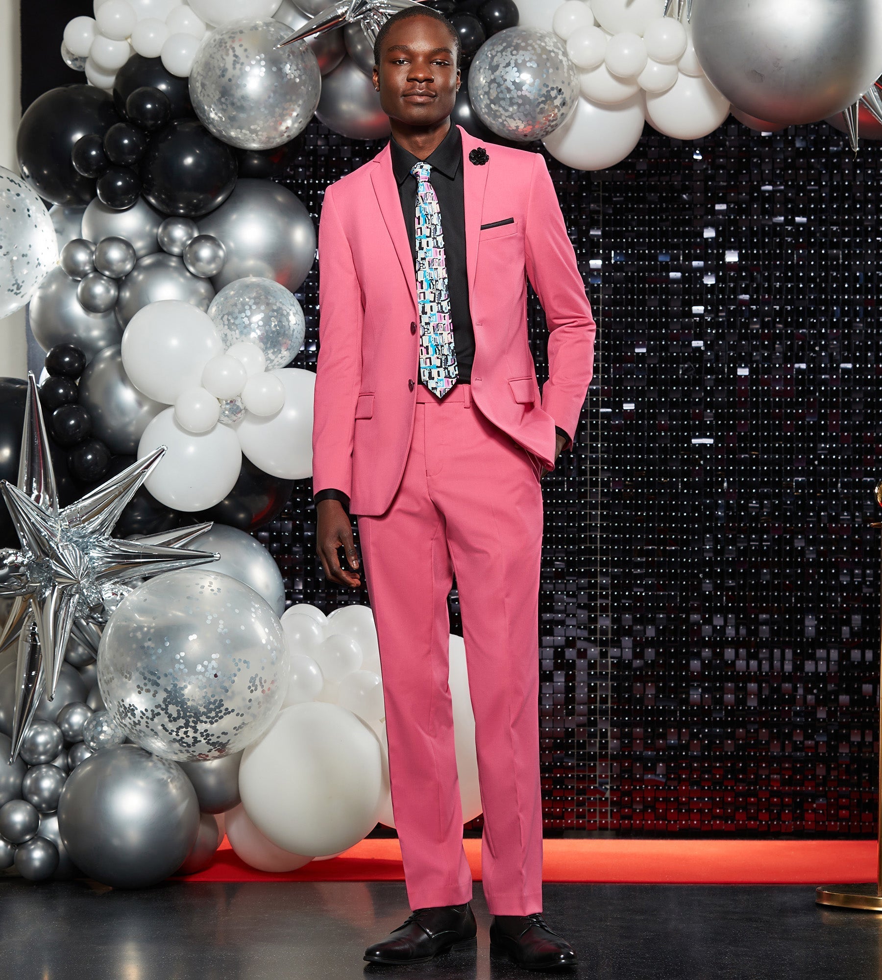 Slim Fit Bright Pink Solid Suit