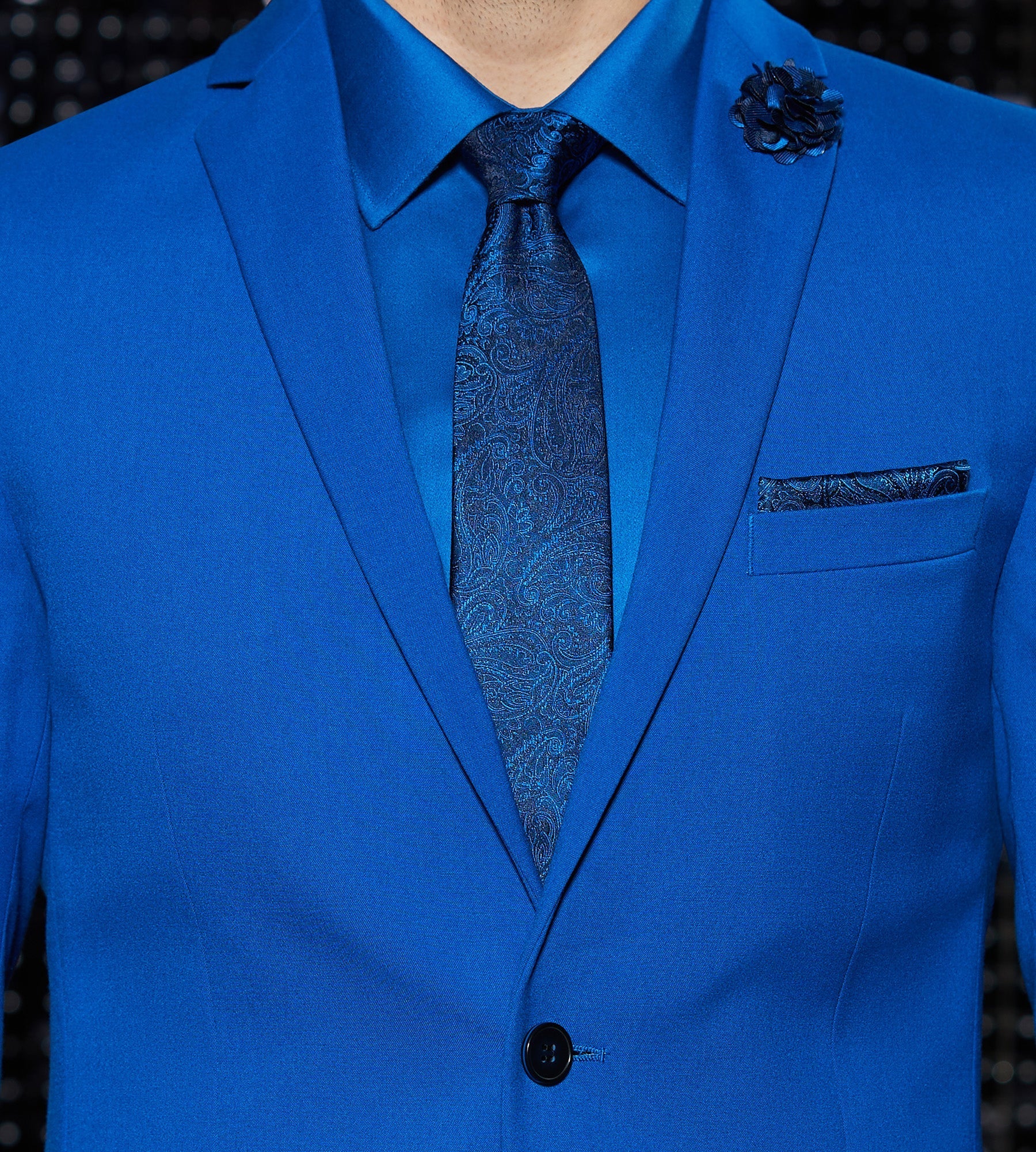 Slim Fit Bright Blue Solid Suit