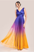Sleeveless Ombre Pleated Maxi Dress - Navy Ombre by Goddiva