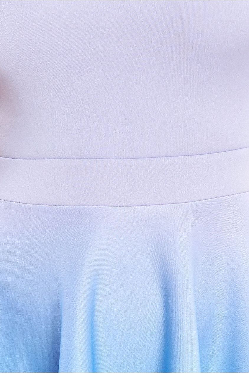 Ombre Scuba Foam Bardot A-Line Midi Dress - Light Blue by Goddiva