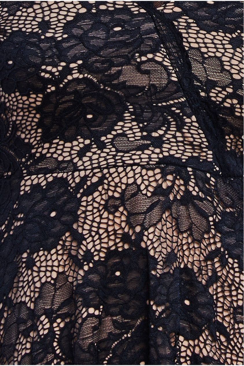 Scalloped Lace A-line Midi Dress - Black by Goddiva