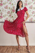 Printed Midi With Front Split - Red by Goddiva