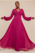 Balloon Sleeve Chiffon Maxi Dress - Magenta by Goddiva