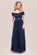 Bardot Pleated Skirt Maxi Dress - Navy by Goddiva