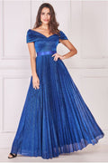 Bardot Pleated Skirt Maxi Dress - Royalblue by Goddiva