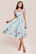 Sweetheart Floral Midi Dress - Sage Green by Goddiva