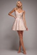 Jacquard Sleeveless A-line Mini Dress - Blush Pink by Goddiva