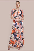 Floral Print Flutter Sleeve Maxi - Orange Print by Goddiva
