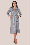 Sequin Skater Shirt Dress - Silver by Goddiva