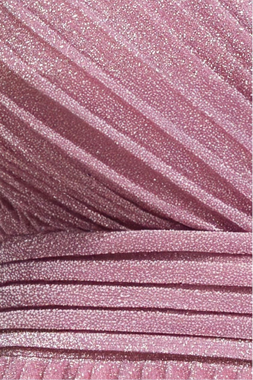 Sleeveless Pleated A Line Lurex Maxi Dress - Pink by Goddiva
