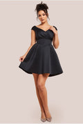 Corset Fit & Flare Mini Dress - Black by Goddiva