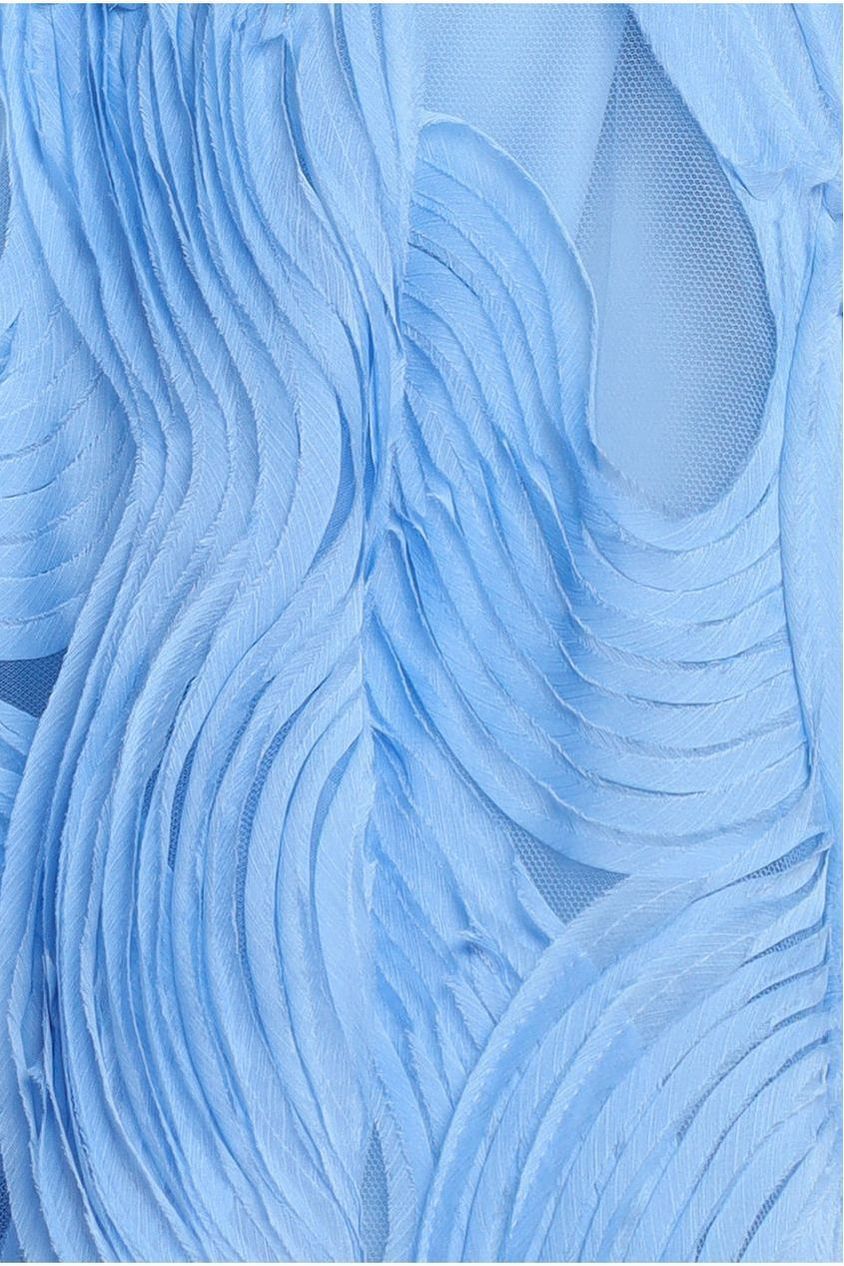 Scuba & Textured Chiffon A Line Midi Dress - Blue by Goddiva