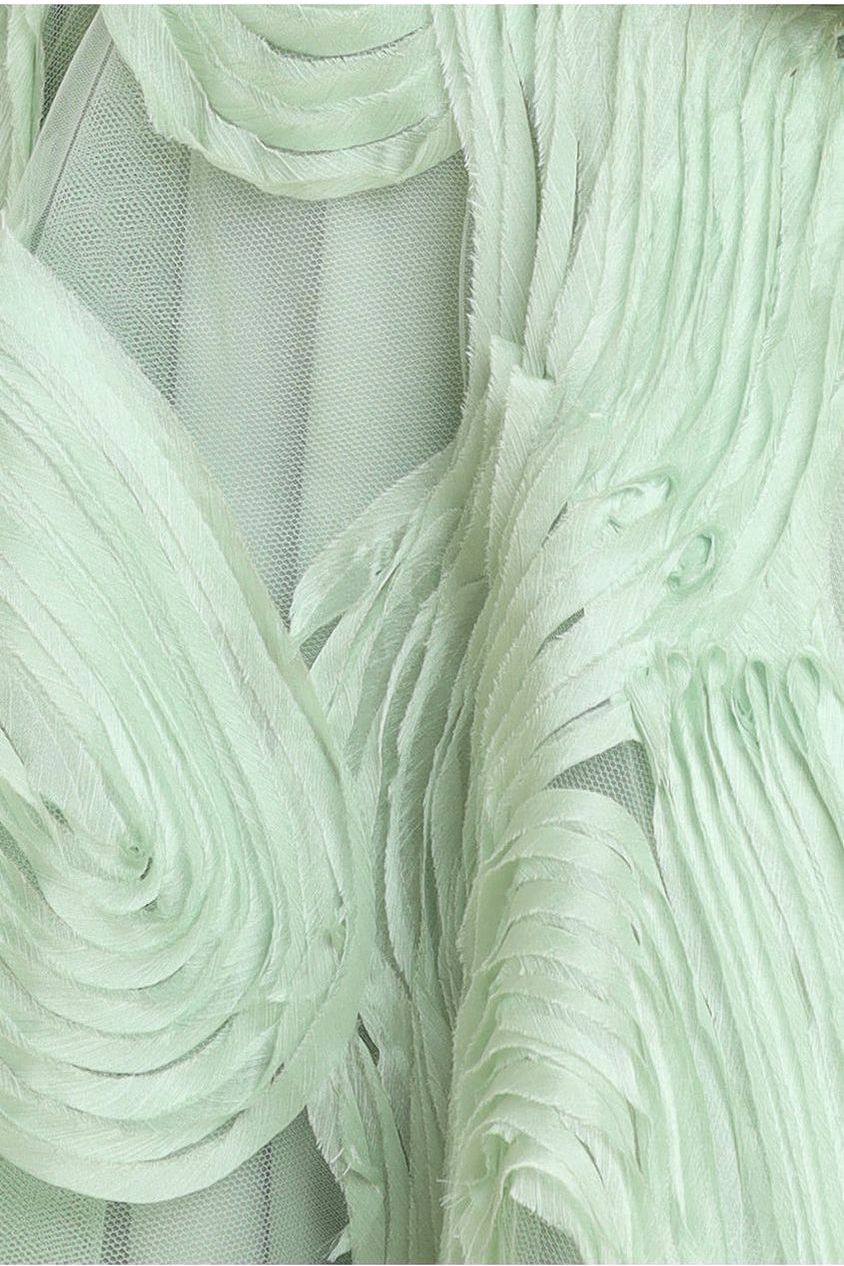 Scuba & Textured Chiffon A Line Midi Dress - Sage Green by Goddiva
