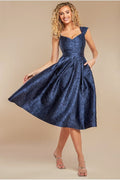 Crushed Satin Sleeveless A Line Midi Dress - Navy Blue by Goddiva