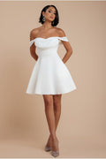 Sparkle Chiffon Cowl Bardot Skater Mini Dress - Cream by Goddiva