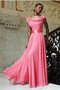 Cowl Neck A-Line Chiffon Maxi Dress - Coral by Goddiva