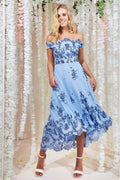 Bardot Sequin & Lace High Low Midi - Powderblue by Goddiva