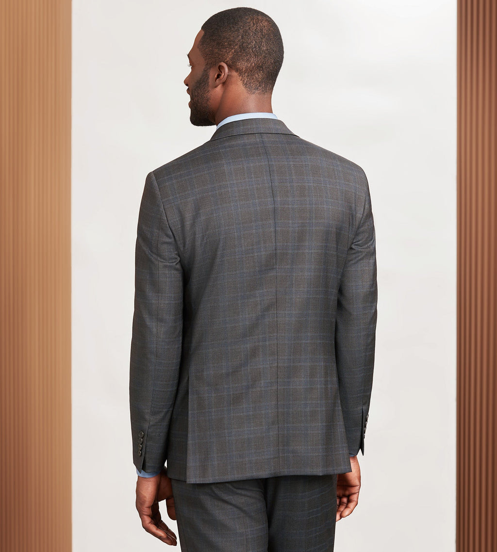 Modern Fit Brown Plaid Suit