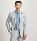 Modern Fit Light Grey Plaid Suit