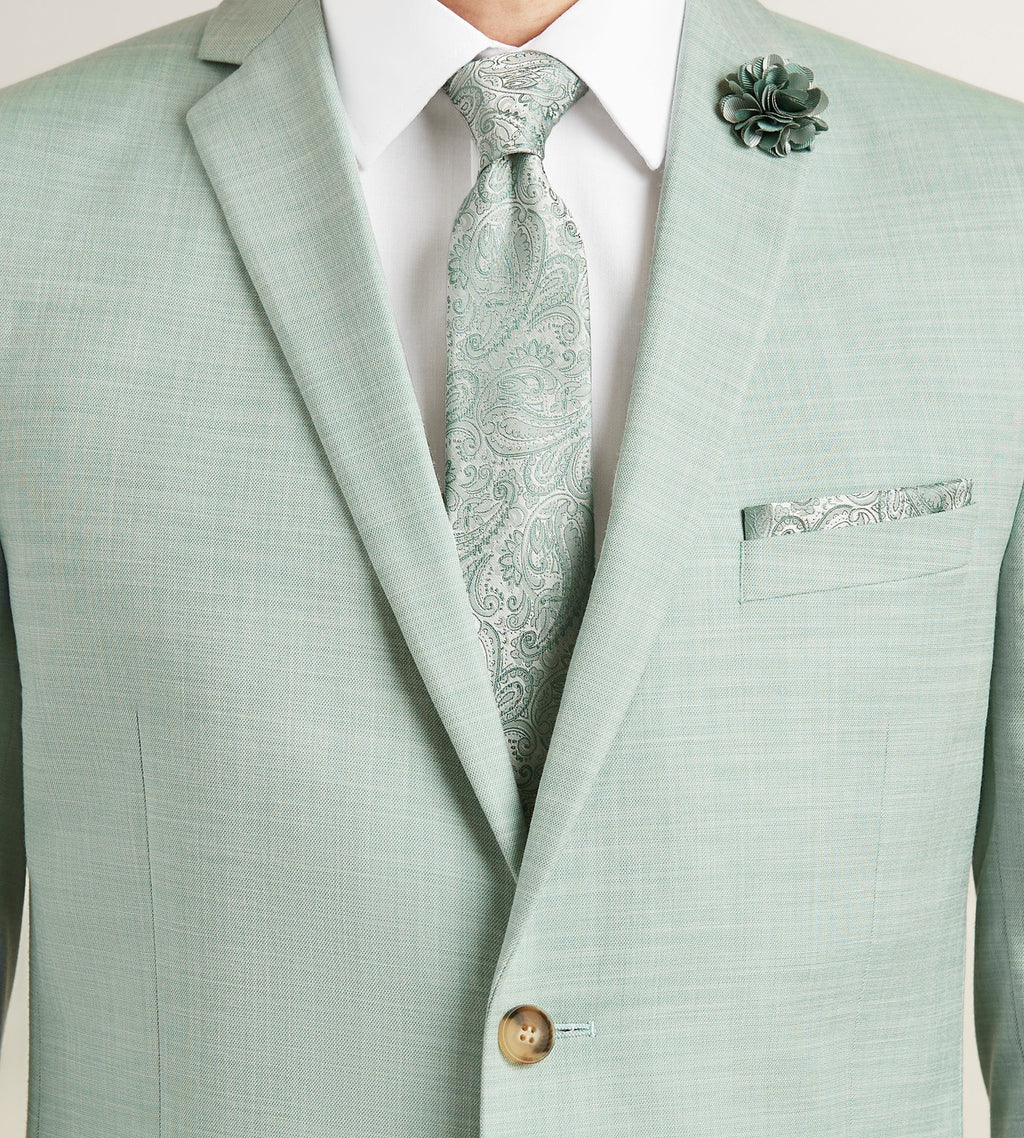 Slim Fit Pale Green Solid Suit