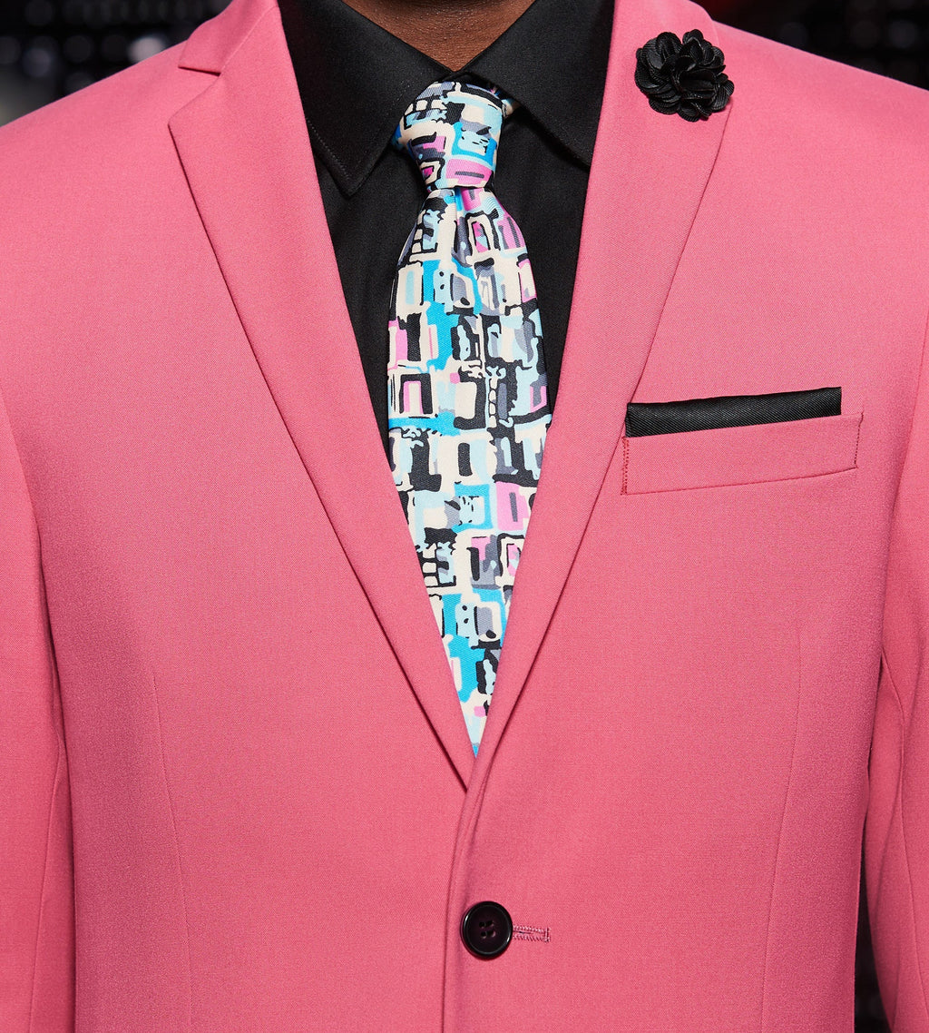 Slim Fit Bright Pink Solid Suit
