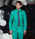 Slim Fit Bright Green Solid Suit