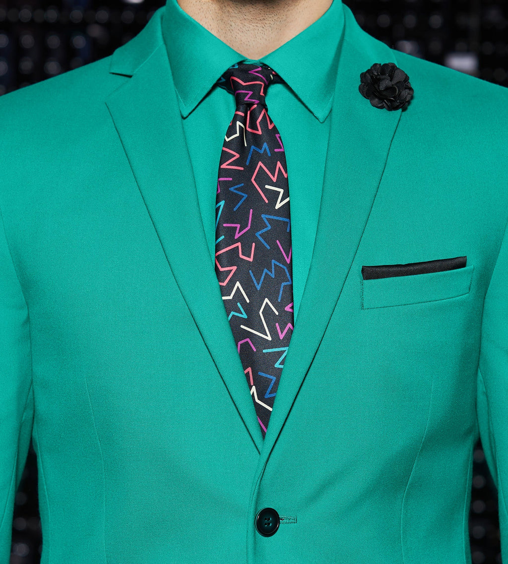 Slim Fit Bright Green Solid Suit