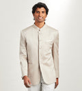 Modern Fit Ivory Jacquard Nehru Suit